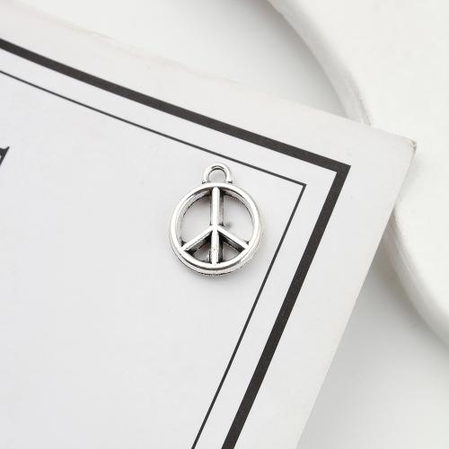 Zinc Alloy Pendler, Peace Logo, antik sølv farve forgyldt, du kan DIY, 12x3x15mm, 850pc'er/KG, Solgt af KG