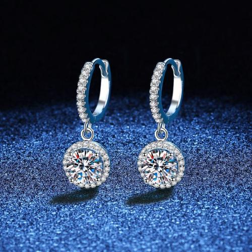 925 Sterling Silver Huggie Hoop Drop Earring Round & for woman earring length 20-25mm Sold By Pair