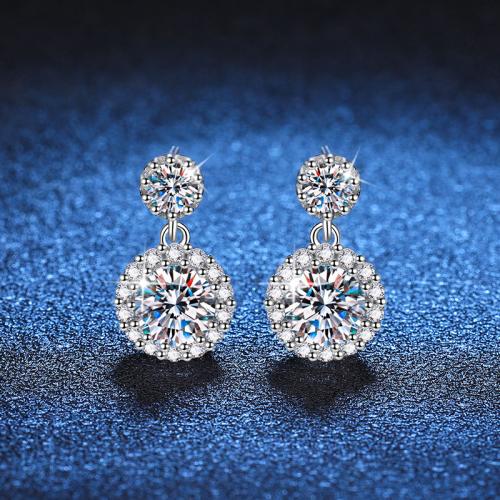 925 sterling zilver Drop Earring, Ronde, verschillende materialen voor de keuze & voor vrouw, earring length 10-15mm, Verkocht door pair