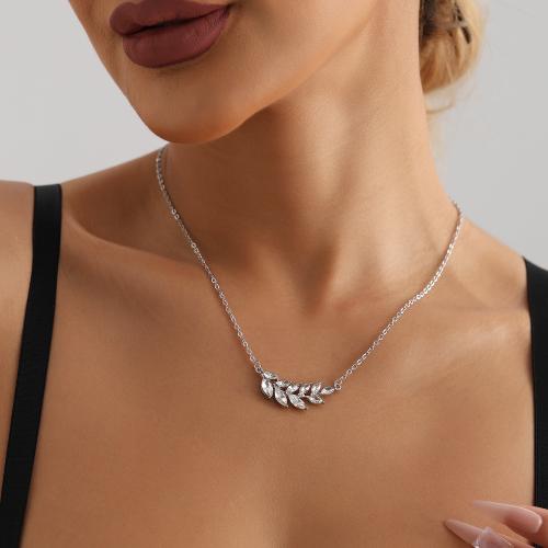 Zinc Alloy Necklace with 1.9inch extender chain Leaf platinum color plated fashion jewelry & for woman Length Approx 18.1 Inch Sold By PC