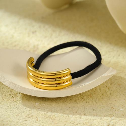 Ponytail Holder 304 Stainless Steel with Rubber Band for woman golden Sold By PC