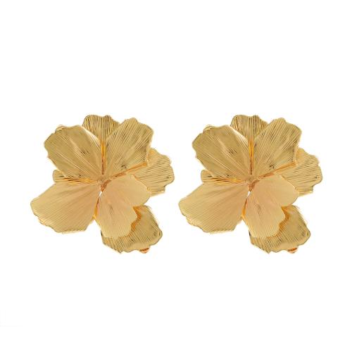 Zinc Alloy Stud Earring Flower fashion jewelry & for woman golden Sold By Pair