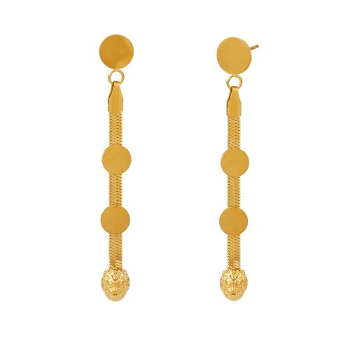 Fashion Fringe Orecchini, 304 acciaio inox, Placcato oro 18K, gioielli di moda & per la donna, dorato, 63x8mm, Venduto da coppia