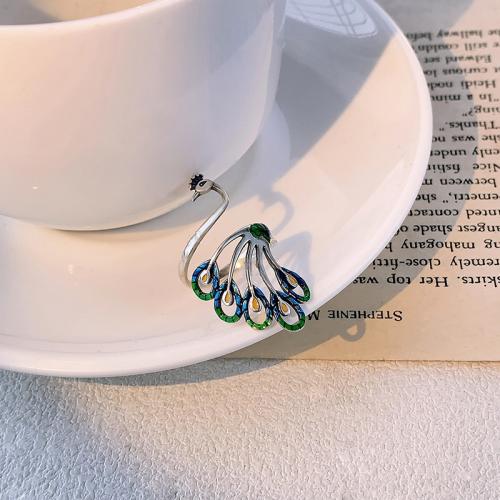 925 Sterling Silver Cuff Finger Ring Peacock fashion jewelry & for woman 34mm Sold By PC