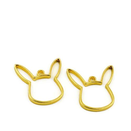 Zinklegering Animal Hangers, Zinc Alloy, Konijn, gold plated, DIY, 31x33x3mm, 100pC's/Bag, Verkocht door Bag