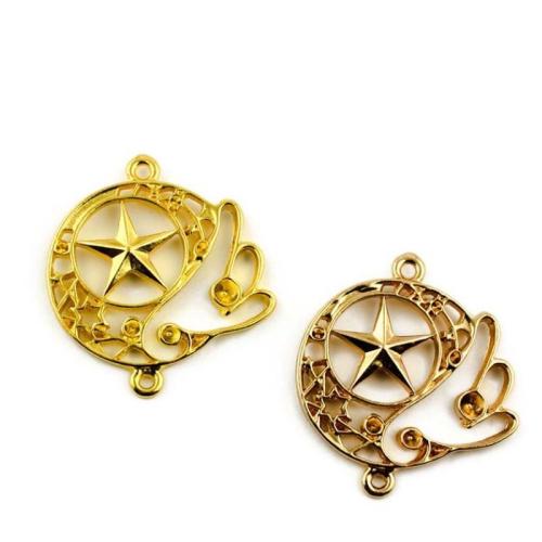 Zinc Alloy Connector Star gold color plated DIY & 1/1 loop Sold By Bag