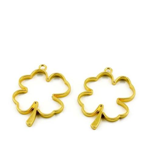 Zinc Alloy Clover Pendant Four Leaf Clover gold color plated DIY Sold By Bag