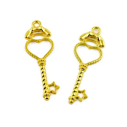 Zinc Alloy Key Pendants gold color plated DIY Sold By Bag