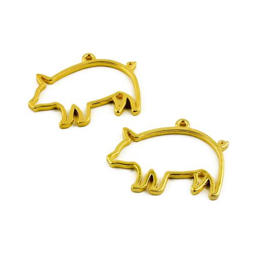 Zinc Alloy Animal Pendants Pig gold color plated DIY Sold By Bag