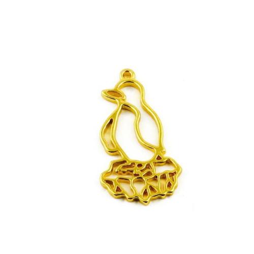 Zinc Alloy Animal Pendants Penguin gold color plated DIY Sold By Bag