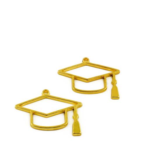 Zinc Alloy Hat Pendants doctorial hat gold color plated DIY Sold By Bag