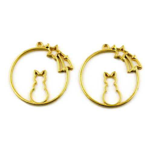 Zinc Alloy Animal Pendler, Cat, guldfarve belagt, du kan DIY, 39x40mm, 100pc'er/Bag, Solgt af Bag