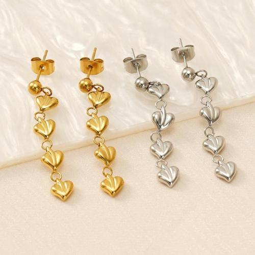 Stainless Steel Stud Earrings 304 Stainless Steel Heart plated fashion jewelry & for woman Sold By Pair