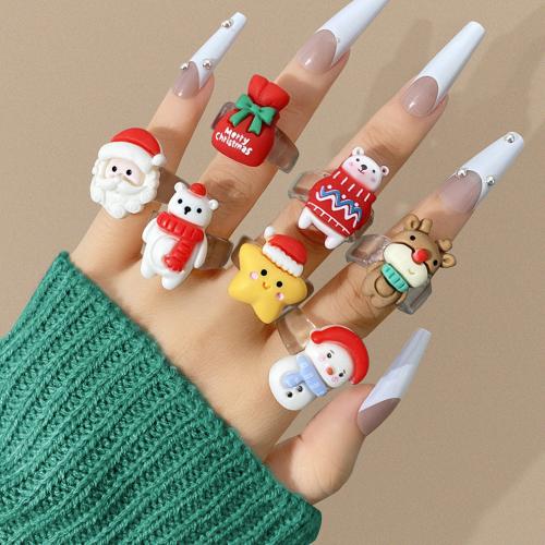 Christmas Finger Ring Resin Christmas Design & for woman & epoxy gel Sold By PC