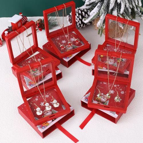 Zinc Alloy Jewelry Sets earring & necklace 2 pieces & Christmas Design & for woman & enamel Sold By Set