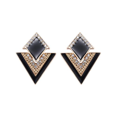 Lo zinco in lega Stud Earring, lega in zinco, placcato, per la donna & smalto & con strass, 35x25mm, Venduto da coppia