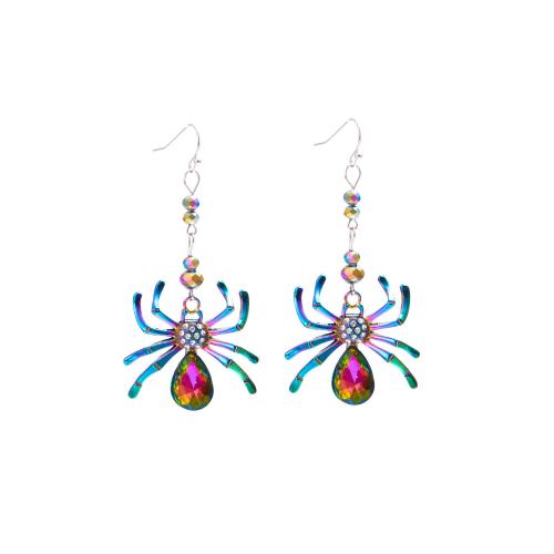 New Hot Halloween Jewelry and Decor Zinc Alloy Spider plated fashion jewelry & for woman & with rhinestone Sold By Pair