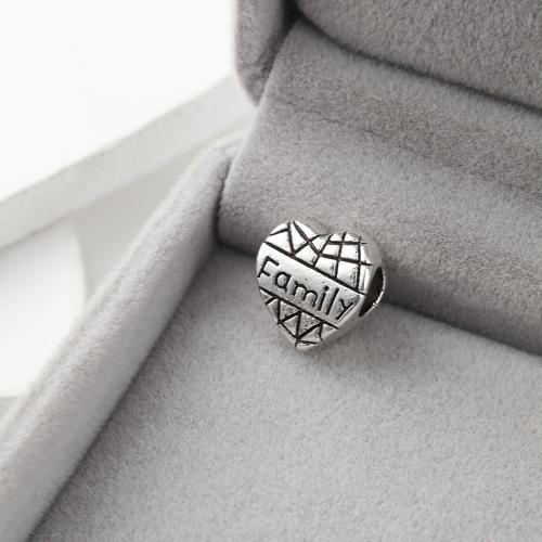 Zinc Alloy Heart Beads antique silver color plated DIY Sold By KG