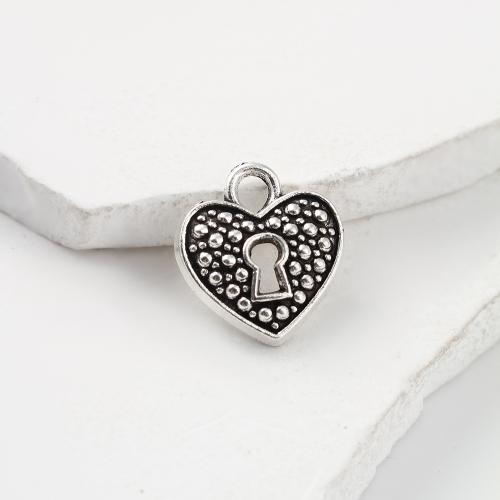 Pendentifs coeur en alliage de zinc, Plaqué de couleur d'argent, DIY, 13x3x13mm, 1400PC/kg, Vendu par kg