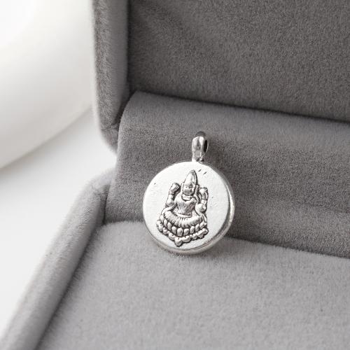 Zinc Alloy Pendants Round antique silver color plated DIY Sold By KG