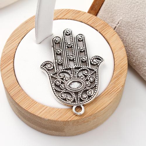 Cink ötvözet Hand Medálok, Hamsa, antik ezüst színű bevonattal, DIY, 30x2x45mm, 150PC-k/KG, Által értékesített KG