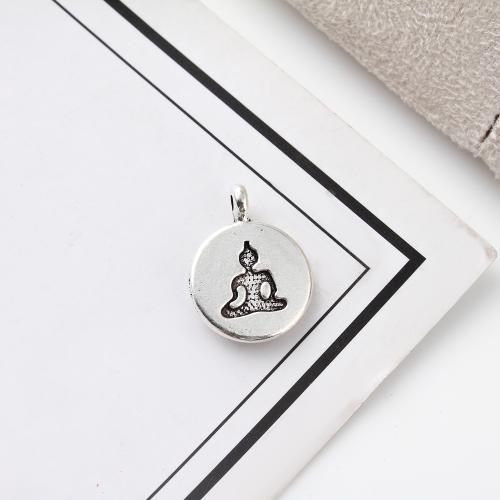 Zinc Alloy Pendants Round antique silver color plated DIY Sold By KG