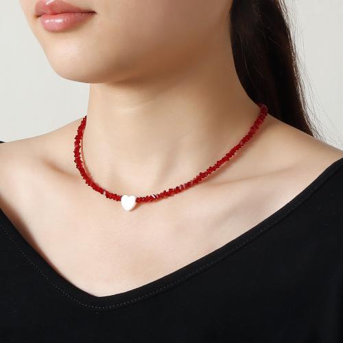 verre collier, avec alliage de zinc, avec 2.3inch chaînes de rallonge, coeur, Placage de couleur platine, bijoux de mode & pour femme, plus de couleurs à choisir, Longueur Environ 14.9 pouce, Vendu par PC