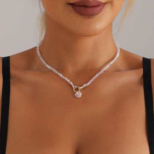 Zinc Alloy Necklace with Glass Beads with 1.9inch extender chain Heart gold color plated fashion jewelry & for woman Length Approx 16.5 Inch Sold By PC