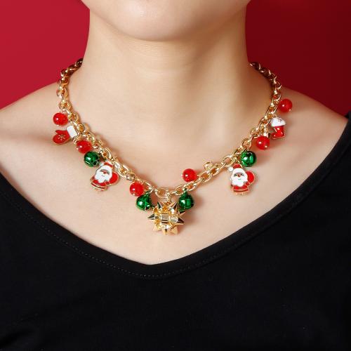 Zinc Alloy Necklace with Acrylic gold color plated Christmas jewelry & for woman & enamel Length Approx 16-17 Inch Sold By PC