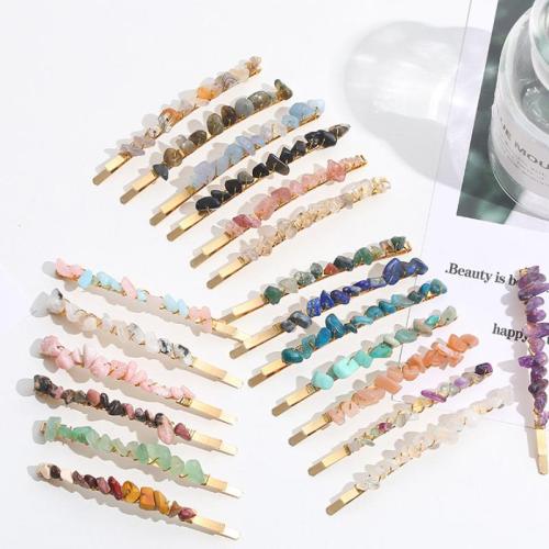 Hair Slide Natural Stone with Zinc Alloy for woman 86mm Sold By PC