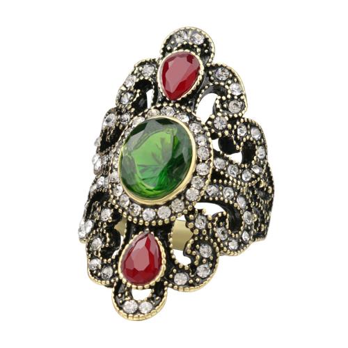 Zinc Alloy Finger Ring with Resin fashion jewelry & Unisex & with rhinestone mixed colors Sold By PC