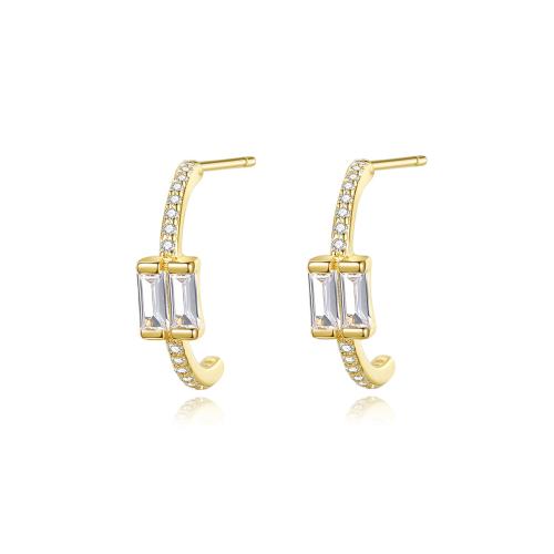 Cubic Zirconia micro pavimenta Sterling Silver Earring, 925 sterline d'argento, gioielli di moda & Micro spianare cubic zirconia & per la donna, 14x4.10mm, Venduto da coppia