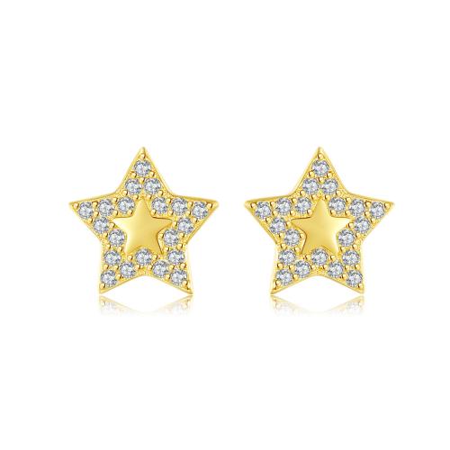 Cubic Zirconia Micro Pave Sterling Silver Earring 925 Sterling Silver Star fashion jewelry & micro pave cubic zirconia & for woman Sold By Pair