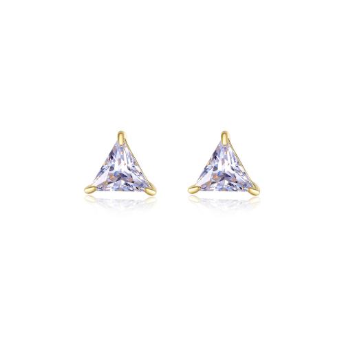 Cubic Zirconia Micro Pave Sterling Silver Earring 925 Sterling Silver Triangle fashion jewelry & micro pave cubic zirconia & for woman Sold By Pair