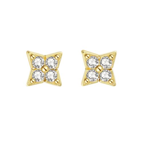 Cubic Zirconia micro pavimenta Sterling Silver Earring, 925 sterline d'argento, gioielli di moda & Micro spianare cubic zirconia & per la donna, 4.40x4.30mm, Venduto da coppia