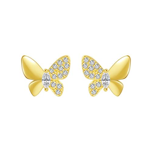 Cubic Zirconia Micro Pave Sterling Silver Earring 925 Sterling Silver Butterfly fashion jewelry & micro pave cubic zirconia & for woman Sold By Pair