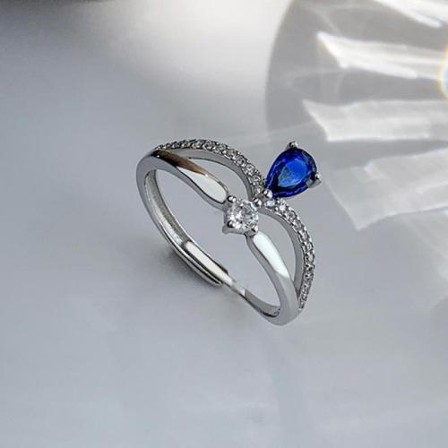 Cubic Zirconia micr3ofono pavimenta anillos de plata esterlina, Plata de ley 925, Joyería & micro arcilla de zirconia cúbica & para mujer, tamaño:7, Vendido por UD