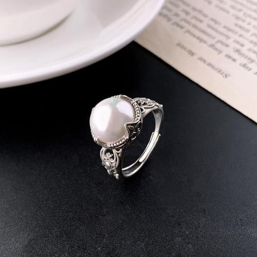 Sterling Silver Juvelyrika Finger žiedas, 925 sidabro, su Shell Pearl, Bižuterijos & moters, Dydis:7, Pardavė PC