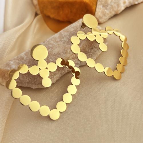 Stainless Steel Stud Earrings 304 Stainless Steel Heart 18K gold plated fashion jewelry & for woman golden Sold By Pair