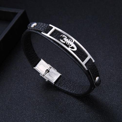 Stainless Steel Jewelry Bracelet 201 Stainless Steel with Rubber fashion jewelry & Unisex black Length Approx 20.5 cm Sold By PC