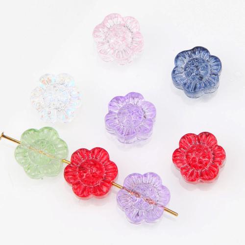 Fashion Glass Beads Flower DIY 13mm Sold By Bag