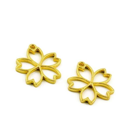 Zinc Alloy Flower Pendler, guldfarve belagt, du kan DIY, 25x26mm, 100pc'er/Bag, Solgt af Bag