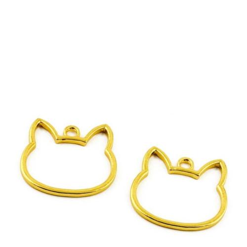 Zinklegering Animal Hangers, Zinc Alloy, Kat, gold plated, DIY, 29x27x2mm, 100pC's/Bag, Verkocht door Bag