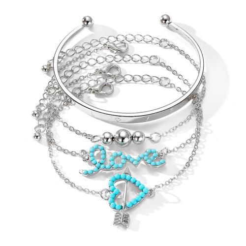 Zinc Alloy Bracelet with Plastic 4 pieces & fashion jewelry & for woman original color Sold By Set