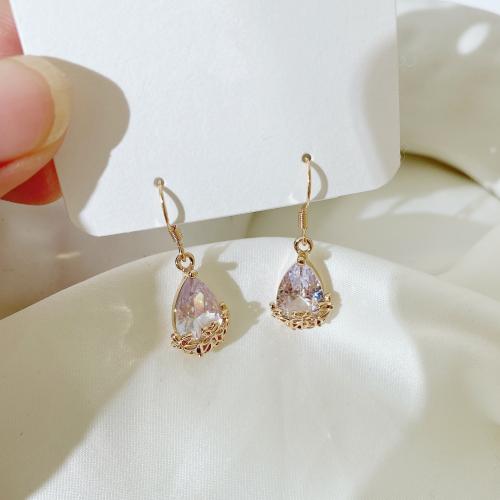 Zinc Alloy Drop Earrings with Cubic Zirconia plated fashion jewelry & for woman Sold By Pair