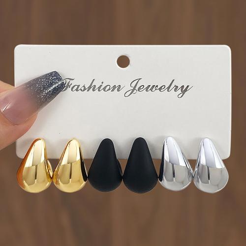 Earring Jewelry Copper Coated Plastic UV plating three pieces & for woman Sold By Set