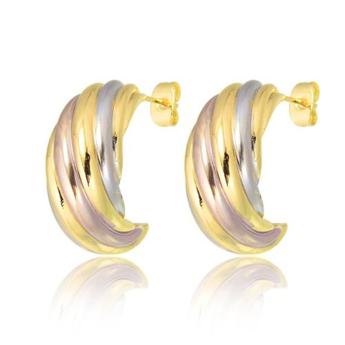 Brass Stud Earring plated fashion jewelry & for woman mixed colors Sold By Pair