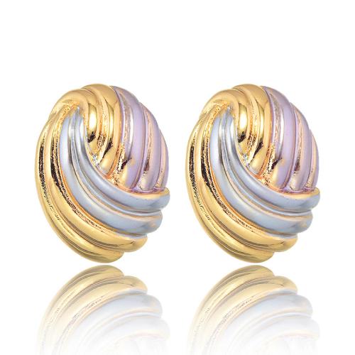 Brass Stud Earring plated fashion jewelry & for woman mixed colors Sold By Pair