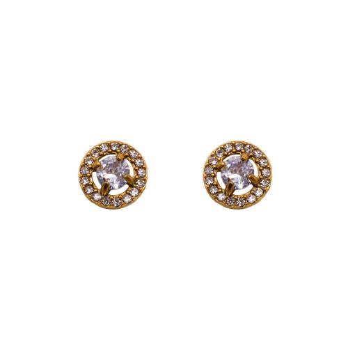 Stainless Steel Stud Earrings 304 Stainless Steel plated micro pave cubic zirconia & for woman Sold By Pair