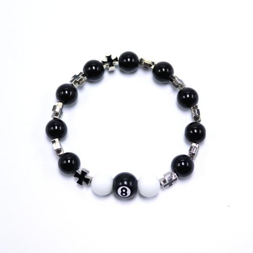 Gemstone Bracelets Gold Obsidian with Lampwork & Zinc Alloy plated & Unisex & enamel black Length Approx 18 cm Sold By PC